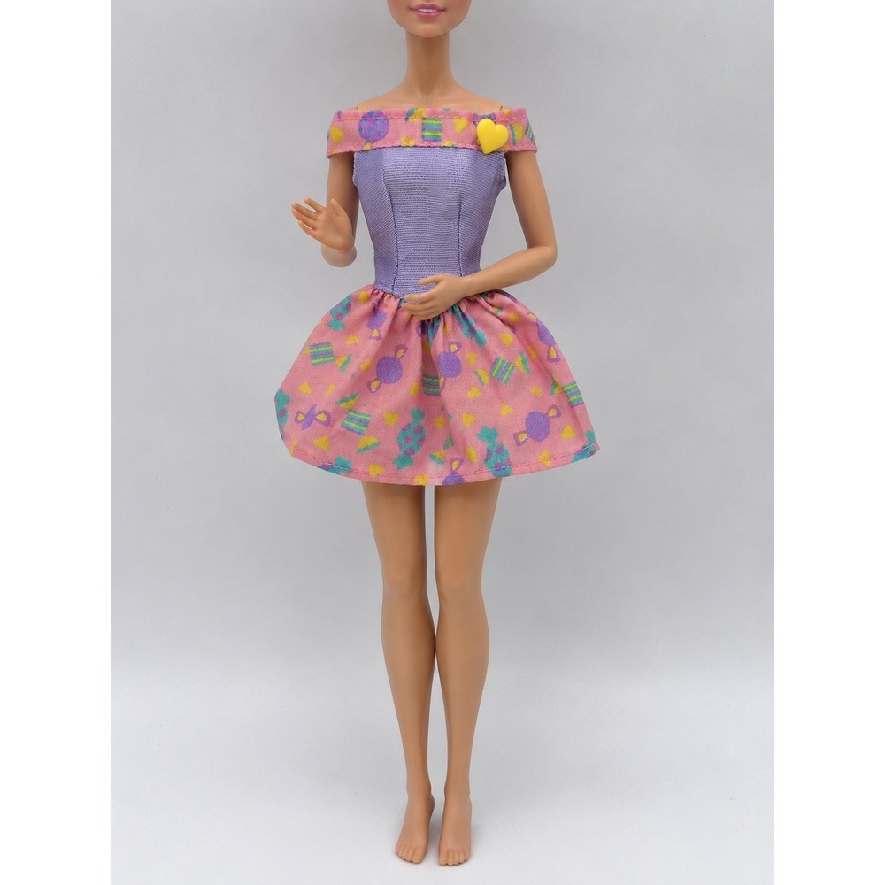 Vintage Barbie 1994 Sweet N Pretty Candy Hearts Pink Purple Doll Dress Fashion